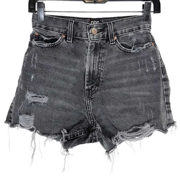 Urban Outfitters BDG A-Line Shorts Washed Black Raw Hem Distressed Short Size 24 - Picture 2 of 16